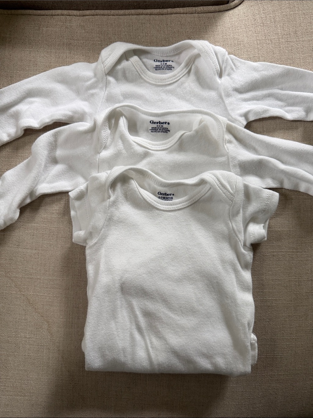 Gerber White Short & Long Sleeve Baby Bodysuit Set